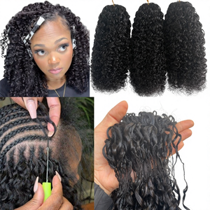 ผมต่อแบบโครเชต์ 14-26 นิ้ว ผมแท้แบบเรมี่จากจีน ลอนลึก ไร้รอยต่อ แบบถักโครเชต์ มองไม่เห็นรอยต่อ ใช้ซ้ำได้ ลอนหยิกฟู - Product Image 1