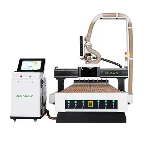 cheaper cost nk105 9kw spindle woodworking cnc router with atc 8 tools in line for versatile materials processing