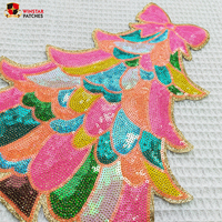 Nouveau design 2026 – Grands nœuds de Noël pour arbres de Noël, broderies à paillettes et sequins, patchs découpés au laser à coller ou thermocollants pour vêtements