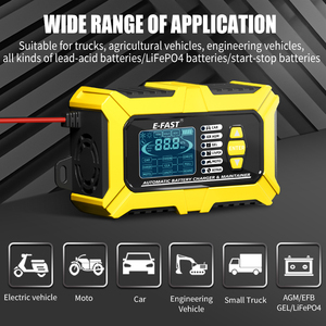 E-FAST Testador e Carregador de Bateria de Chumbo Ácido 2 em 1 12v 6a com Parada Automática para Carro e Moto - Product Image 6