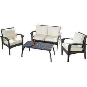 Juego de sillas de mesa de comedor tejidas a mano de estilo moderno YILIN, juego de muebles de jardín impermeables para todo tipo de clima - Product Image 4