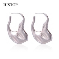 JUSTOP Nouveau modèle de boucles d'oreilles Huggie tendance en acier inoxydable, au design unique, anti-ternissement, bijoux de mode avec fermoir massif et torsades creuses