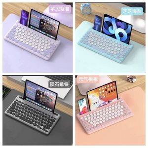 Teclado Bluetooth compacto, inalámbrico, Mini, portátil, para tableta, teléfono, portátil, con soporte, compatible con conexión de múltiples dispositivos - Product Image 1