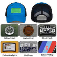 Casquette en polyester imperméable à 5 panneaux avec logo personnalisé, bicolore, en maille, avec patchs en caoutchouc PVC pour hommes et femmes, idéale pour le sport et la course à pied.