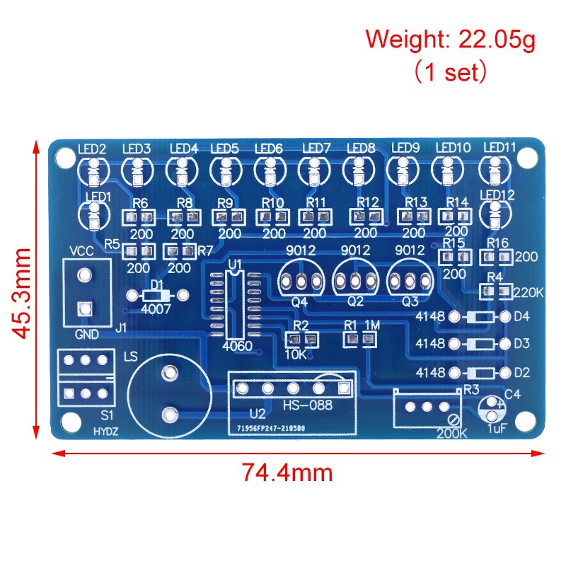 Löt-Projekt: CD4060 SMT Musik-Platine Mit LEDs – Elektronisches Bausatz DIY
