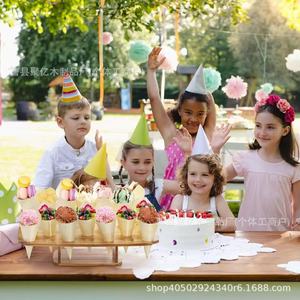 Expositor de helados cuadrado de madera, soporte de bambú para sobremesas y pasteles con múltiples compartimentos para fiestas - Product Image 1