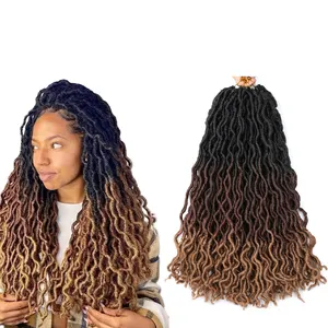 Hete Zigeuner Locs Gehaakte Vlechten Pre Lused Dreadlocks Krullend Godin Locs Haar Voor Vrouwen Blonde Afrikaanse Wortels