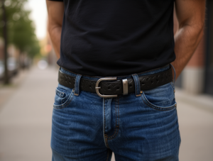 Cintura da Uomo 3,5 cm con Fibbia Girevole in Lega, Cinture Casual in Metallo - Product Image 2