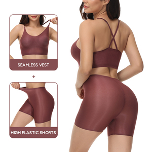 Set di <span class=keywords><strong>collant</strong></span> e reggiseno da corsa a <span class=keywords><strong>vita</strong></span> alta da donna pantaloncini da palestra Yoga reggiseno sportivo Set di pantaloncini da Fitness <span class=keywords><strong>senza</strong></span> <span class=keywords><strong>cuciture</strong></span> - Product Image 4
