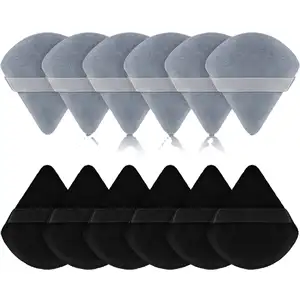 2023 yeni Model Mini siyah üçgen makyaj çıkarıcı kozmetik toz puf üreticileri özelleştirilmiş lüks kadife toz puf