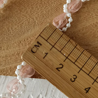 Ruban perlé à motif de roses en dentelle fait main, bord ondulé, pour robe de mariée, voile de mariée, boîte cadeau - Vente en gros usine
