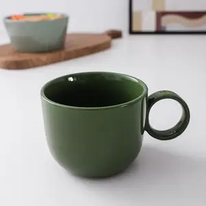 250ML INS regalo verde scuro creativo Morandis Retro colazione tazza di latte tazze da caffè in porcellana con manico ad anello