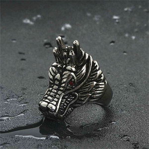 <b>Dragon</b> <b>Ring</b> Men's Stainless Steel Animal Design Retro Punk Style Silver Color Jewelry Gift 26057 - Product Image 3