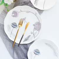 Ventes en gros de services de table en porcelaine de luxe pour hôtels en Chine, ensembles de vaisselle blanche sur mesure pour la maison