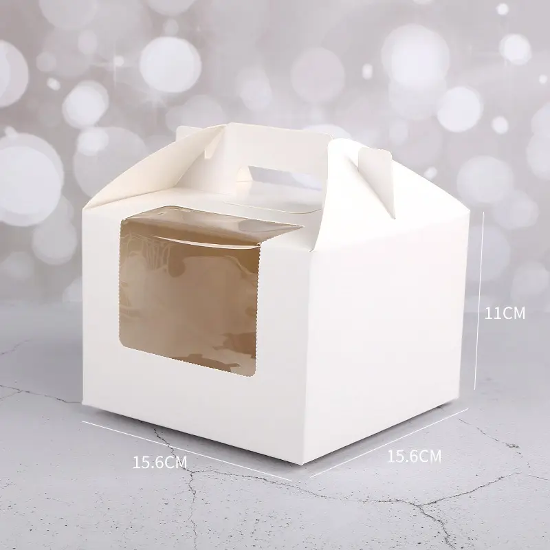 Venta directa Caja personalizada para cupcakes de 4 agujeros con asa Caja de embalaje para hornear pasteles para el Día de San Valentín