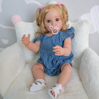 Poupées Reborn en vinyle de 22 pouces (55 cm) avec cheveux bouclés mi-longs, faites à la main, jouet DIY pour filles et garçons LOL