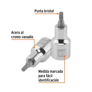 BOX 6 M5 Douille à pointe courte Bristol, entraînement 1/2 pouce, TRUPER - Product Image 2