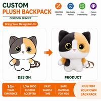 Sac à dos en peluche chat calico dessin animé personnalisé OEM ODM, sac à bandoulière en peluche chaton mignon pour enfants, conception personnalisée, cadeau