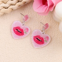 Boucles d'oreilles pendantes en acrylique faites à la main pour la Saint-Valentin, couleur rouge, en forme de cœur, lèvres, rose, amour, pour fête, cadeau décoratif