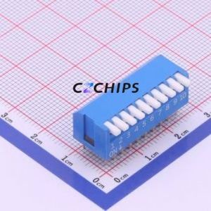 DPL-10BLP DIP Switch Through hole Component (THT) Switch Piano Key Single Pole Single Throw 10 PC Pin - Product Image 1