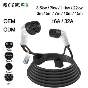 Cables de Carga <span class=keywords><strong>Tipo</strong></span> <span class=keywords><strong>2</strong></span> para Vehículos Eléctricos de 32A, con Logotipo Personalizado, 3.5kw/7kw/11kw/22kw, Certificación TUV y UKCA, para Cargadores de Autos Eléctricos - Product Image 1