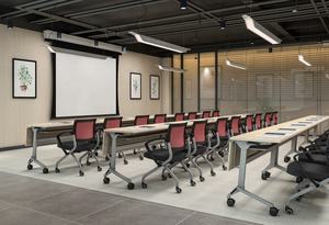 Table de conférence pliable et mobile LEADCOM LS 4-6 pour salle de formation, avec plateau relevable et structure de table - Product Image 6