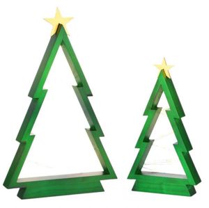 OEM Light up Wooden Christmas <b>Tree</b> Decor Set With LED Fairy Lights and Gold Star <b>Tabletop</b> Christmas <b>Tree</b> Decor Wholesale - Product Image 5