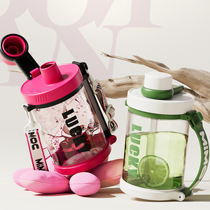 Lucky Double Drink Water Bottle 1000Ml Bpa Free Portable With Straw For Travel Summer Use - Product Image 2