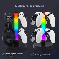 Bande lumineuse LED intelligente RGB moderne noir et blanc pour bureau, contrôle par application, alimentation USB, support de rangement pour console de jeu PS5 Pro/Slim
