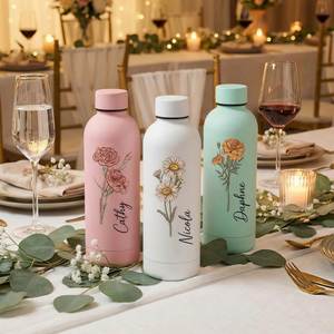 Vaso Térmico de Acero Inoxidable con Nombre y Flor de Nacimiento, Botella de Agua Personalizada de 17 Oz para Viajes y Gimnasio, para Mujeres y Hombres - Product Image 2