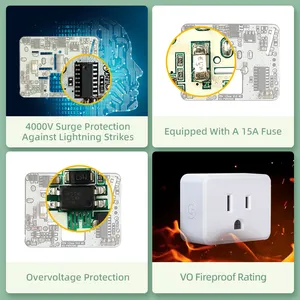 UL Certified 1500W LED Load Wireless Outlet 15A With Automatic Overload Fuse 330 FT Remote Control IP66 Level Plug Sockets