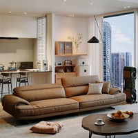 Canapé modulaire extensible en cuir véritable Chesterfield, style italien minimaliste moderne, luxe léger nordique, pour salon et hôtel