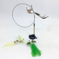Ensemble de jouets interactifs pour chat, écologiques, classiques et modernes, avec simulation d'oiseau, en bois, plumes colorées réalistes, clochettes et baguette auto-agrippante