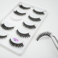Nouvelles cils en soie effet 3D, 5 paires, petits faux cils, cheveux synthétiques, bande en coton noir, cils entiers, vente en gros