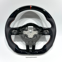 Volant sport en cuir perforé avec fibre de carbone noire brillante, design premium, adapté aux GOLF MK6 perforés