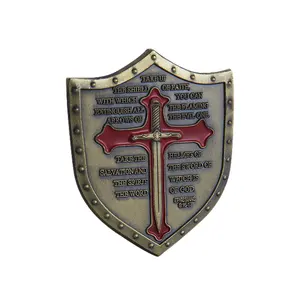 Customizable MEDALS, badges, coins blessed be the lord my strength customised coins brass knight's cross badge