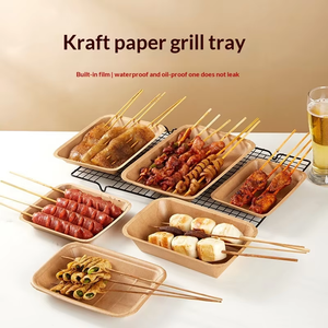 Vente en gros de plateaux alimentaires en papier kraft durables, sans plastique, avec impression personnalisée, pour salades et desserts - Product Image 2