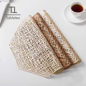 Geometric Pattern Heat Insulating <b>Placemat</b> Octagonal Gold <b>Silver</b> Modern Minimalist Non Slip For Tableware - Product Image 3