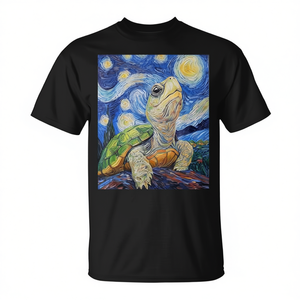Camiseta con estampado de tortuga estilo Van Gogh Starry Night - Product Image 2