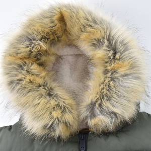 Hommes Vert <span class=keywords><strong>Armée</strong></span> En <span class=keywords><strong>Cuir</strong></span> Véritable Haute Qualité Hiver Doudoune Avec Fourrure Véritable Ligne de Capot - Product Image 3