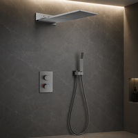 Ensemble de douche thermostatique mural moderne en laiton, pomme de douche rectangulaire, trois fonctions, système de douche à température constante pour hôtel
