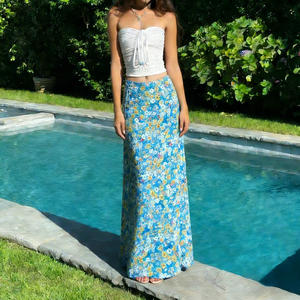 French Seaside Vacation Floral Print A Line <b>Long</b> <b>Skirt</b> <b>Women</b> Tie Waist Slim Fit Summer Beach Versatile <b>Skirt</b> - Product Image 4