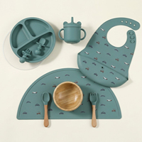 Ensemble d'alimentation pour bébé en silicone de qualité alimentaire, assiette à ventouse divisée avec motifs de chat, d'ours et de lapin, vaisselle personnalisée pour enfants