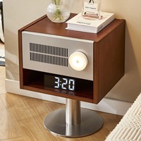 Table de chevet intelligente en bois massif Bauhaus, armoire latérale pliable avec miroir pour chambre à coucher, appartement et salle à manger