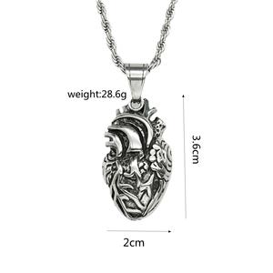 Collar Punk con Colgante de Corazón 3D de Acero Inoxidable para Hombre, Regalo de Joyería de Moda - Product Image 4