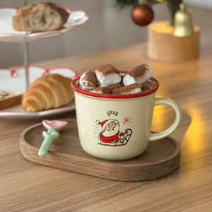 Modern Custom-Made Red Trim White Ceramic Christmas Coffee Mugs Santa Claus Patterned Eco-friendly Dishwasher Microwave Safe - Product Image 5
