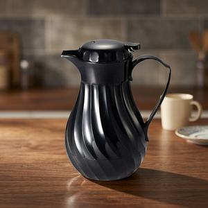1.2L Black White Classic Portable Insulated Coffee Pitcher with Leak-Resistant <b>Plastic</b> Carafe - Product Image 3