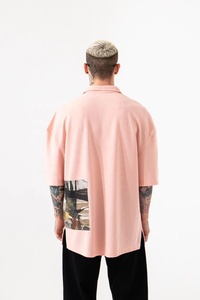 KY Homme vêtements d'été surdimensionné <span class=keywords><strong>rose</strong></span> <span class=keywords><strong>chemise</strong></span> à manches courtes décontracté sérigraphie <span class=keywords><strong>chemise</strong></span> boutonnée hommes - Product Image 4