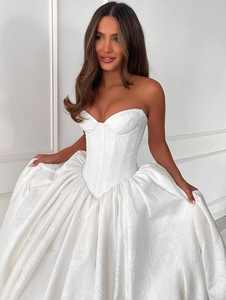 मिली ब्राइडल mzd05261 voluminous प्रेमी स्लीवलेस कॉर्सेट बेस्क कमर जैक्वार्ड शादी के कपड़े - Product Image 3