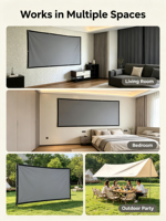 Écran de projection portable pliable pour extérieur/intérieur de 84 pouces, 16:9 HD, gris argenté, écran de cinéma simple et géant en tissu pour projecteur 3D